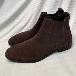 ASOS Dark Brown Suede Chelsea Boots Ankle Slip on Mens Size 8.5